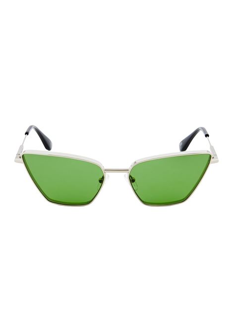 Occhiali da Sole Cat-Eye in Metallo con Barretta a T in Argento/Verde ALEXANDER MCQUEEN | 821690-I33301684